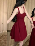 Nukty Elegant France Princess Party Evening Short Dresses Summer Plain Corset Sweet Tutu Dress Wide Straps Women Clothes New