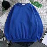 Nukty Harajuku Sweatshirts Men's Autumn Korean Solid Color Fleece Oversized Pullovers Casual O Neck Basic Tops Hip Hop Streetwear