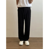 Nukty Black Beige Casual Pants Men Fashion Knitted Pants Men Streetwear Korean Loose Wide Leg Pants Mens Knitting Trousers