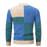 Nukty Men’s Mock Neck Pullovers Youthful Vitality Fashion Patchwork Knitted Sweater Men Slim Casual Pullover Autumn Wintr Knitwear Man