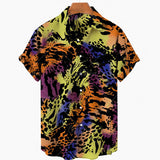 Nukty Short Sleeve Leopard Men's Shirts For Man Clothing Hawaiian Fashion 3D Print Thin Lapel Floral Casual Oversized Imported Camisa