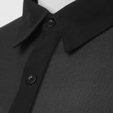 Nukty Men's Clothing Mesh See Through Mesh Sexy Long Sleeve Shirt Solid Color Button-down Vintage Streetwear Retro Party Tops S-XL