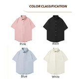 Nukty Summer Man Solid Color Light Thin Short Sleeved Shirt Men's Women's Romantic Casual Loose Versatile Solid Color Shirt Jacket