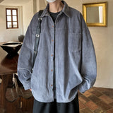 Nukty Fashion Lapel Button All-match Solid Shirts Coats Men's Clothing Spring New Loose Casual Long Sleeve Tops Korean Shirt
