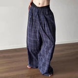 Nukty Men Plaid Pants Elastic Waist Loose Joggers Casual Straight Trousers Men Streetwear 2024 Fashion Male Long Pants S-5XL