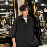 Nukty Streetwear Men's Glitter Shirts Summer Short Sleeve Oversized Chic All-match Shirt Men Women Korean Daily Loose Tops Black/White