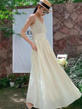 Nukty Elegant French Luxury Long Woman Dress Gentle V-Neck Slim Wasit Loose High-End Fashion Dresses Vacation Travel Summer 2025