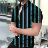 Nukty Men's Shirts Holiday Hawaiian Beach Shirts Striped Print Tops Business Casual Cropped Oversized T-Shirts 5XL Designer Clothing
