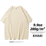 Nukty 280gsm High Qualtity Oversized Heavy T-shirt for Men Short Sleeve Tee Cotton Solid Color Trend Leisure Green White Black