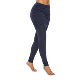 Nukty Leggings Pants Slim Leggings Women Pants Pantalon Pack Hip Pleated Skirt Ladies Solid Color Bag Hip Side Trousers