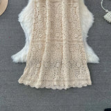 Nukty Bohemian Beach Style Summer Dress Women Crochet Hollow Out Female Dresses Spaghetti Strap Sleeveless Vestidos De Mujer