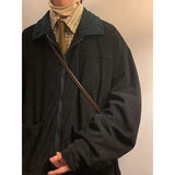 Retro Jacket Autumn Men Corduroy Bomber Jacket Loose Oversized Patchwork Casual Jacket Male Clothing Loose Hip Hop Tops 5xl