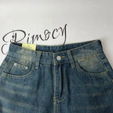 Nukty Vintage Wide Leg Cargo Jeans Women Autumn High Waist Bagge Pants Woman Y2K Streetwear Loose Denim Trousers Female
