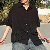 Summer Man Solid Color Light Thin Short Sleeved Shirt Men's Women's Romantic Casual Loose Versatile Solid Color Shirt Jacket