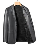 Nukty FALL OUTFITS MEN High Quality Men's Suit Leather Jacket Fashion Leather Coat Autumn and Winter New Casual Small Suit Coat Men Leather Jacket