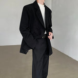 Nukty New Chinese Red Suit Blazer Men's Solid Color Turn-down Collar Suit Stylish Loose Blazers Mens Streetwear Casual Suit Jacket