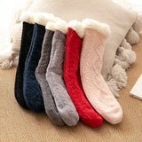 Nukty Thickened Winter Woven Thermal Cashmere Socks Floor Socks Women's Carpet Home Plus Socks Velvet Sleep Socks Slippers Leg Cover