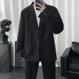 Nukty Blazers Men Casual Solid Color Loose Long Sleeve Suit Jacket Streetwear for Male Daily Outerwear Autumn Suit's Tops Chic