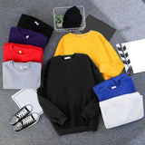Nukty Harajuku Sweatshirts Men's Autumn Korean Solid Color Fleece Oversized Pullovers Casual O Neck Basic Tops Hip Hop Streetwear