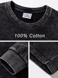 Nukty Men's Washed T-shirts 260G Thick Cotton High Street Retro Oversized Tee Korean Fashion Loose Y2K Tops Long Sleeve Tshirts
