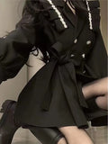 Nukty Korean Black Blazer Dresses for Women Fashion Elegant Chic Double Breasted Lantern Sleeve A-line Autumn Casual Mini Dress New