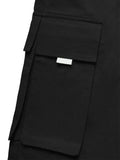 Nukty Men's Cargo Pant Solid Mid-waist Elastic Tooling Trousers Techwear Sweatpants with Flap Pocket Drawstring Beam Feet Pants