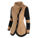 Nukty Fashion Two Tone Fleece Jacket Colorblock Wide-waisted Full Sleeve Warm Coat For Fall,Spring,Winter