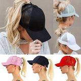 Nukty New Ponytail Baseball Cap Summer Women's Adjustable Black Hat Messy Cap Casual Cotton Girl Snapback Mesh Cap