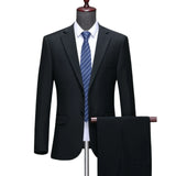 Nukty Suit S-8XL (Blazer+ Trousers) Men's Fashion Business Plus Size Gentleman's Casual Shirt for Work Slim-fit Wedding Formal Suit
