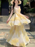 Nukty Summer  Elegant Sexy Spaghetti Strap Long Dresses For Women Sleeveless Backless Beach Holidays VestidosEvening Party Dress
