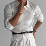 Nukty Men's Fashion Luxury V-neck Knitted Jacquard Polo Shirt Solid Color Long-sleeved Korean Popular Leisure Knitwear New Autumn