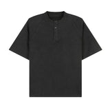 Nukty Cotton Breathable Buttoned Crew Neck Tshirt men Casual Comfort Lightweight Fashion Tee Top Basic Menswear Classic Plain tShirt