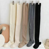 Nukty Solid Color Thigh High Stockings Women Trendy Casual Over The Knee Female Long Socks Thermal Warm Cotton Tall Tube Leggings