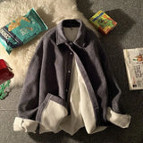 Nukty Autumn and Winter Fashion Casual Loose Oversize Lapel Waffle Long Sleeved Solid Color Plush Thickened Men's Shirt Jacket