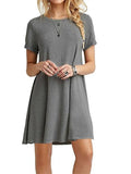Nukty Summer Women Solid Color Dress Short Sleeve Mini Causal Dresses O-Neck Basic A-line Floral Printed Leopard Thick Vestidos