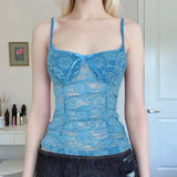 Nukty Sweet Sexy Lace Camisole Solid Skinny See Through Crop Tops for Women Cute Aesthetic Summer Tees Vintage y2k Holiday Vest