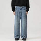 Nukty Male Classic America Hip Hop Rap Jeans Wide Leg Youth Popular Jeans Men Straight Leg Retro Loose Trousers Oversized Denim Pants