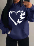 Nukty Combination Of Love And Butterfly  Pattern Hoody Women Hip Hop Street Hoodies Trendy Pocket Clothes Vintage Multicolor Hoodie