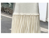 Nukty French Chic Tassel Long Skirts for Women A-line High Waist Female Faldas Ajustadas Ladies Autumn Fashion Maxi Skirt