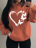 Nukty Combination Of Love And Butterfly  Pattern Hoody Women Hip Hop Street Hoodies Trendy Pocket Clothes Vintage Multicolor Hoodie