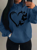 Nukty Combination Of Love And Butterfly  Pattern Hoody Women Hip Hop Street Hoodies Trendy Pocket Clothes Vintage Multicolor Hoodie