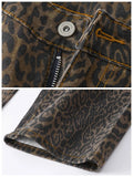 Nukty Tan Leopard Jeans Women Denim Pants Female Oversize Wide Leg Trousers Streetwear Hip Hop Vintage Clothes Loose Casual