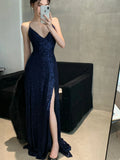 Nukty Elegant Backless V-Neck Split Party Dress Sexy Slim Luxury Gown Evening Dresses Fashion Robe Birthday Party Autumn Spring New