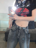 Nukty High Waist Wide Leg Jeans Women's Loose Fit Ripped Straight Cut Denim Pants plus Size Street Sle Summer Trend k Wa