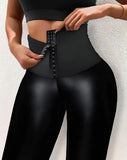 Nukty High Waist Tummy Control Butt Lifting Yoga Skinny Pants Elegant Women's Leather Pants Casual Trouser Bottom