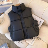 Nukty Women's Winter Down Vest Casual Matching New Outerwear Stand Collar Loose Sleeveless Jacket Basic Warm Top Chic Padded Vest