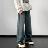 Nukty Jeans men 2024 Spring Wide Leg Jeans Male Loose Straight Denim Pants Harajuku Vintage Blue Jean Trouser Streetwear Clothes