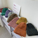 Nukty Winter Unisex Wool Hat Loose Big Head Circumference Knitted Hats Women's Korean Warm Oversized Skullies Beanies Christmas Gift