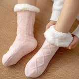 Nukty Thickened Winter Woven Thermal Cashmere Socks Floor Socks Women's Carpet Home Plus Socks Velvet Sleep Socks Slippers Leg Cover