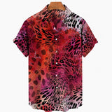 Nukty Short Sleeve Leopard Men's Shirts For Man Clothing Hawaiian Fashion 3D Print Thin Lapel Floral Casual Oversized Imported Camisa